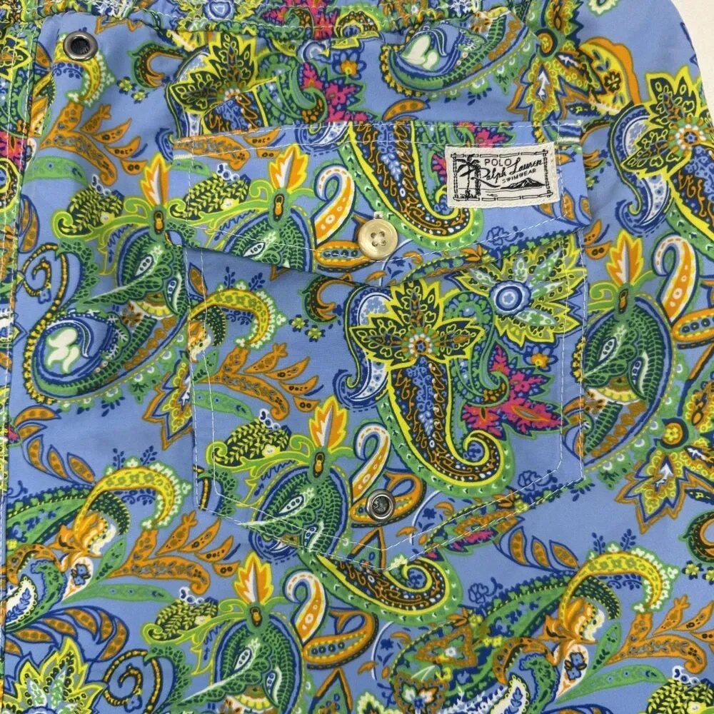 Polo Ralph Lauren Swim Trunks Men’s Medium Paisley Floral Swim Trunks Pockets